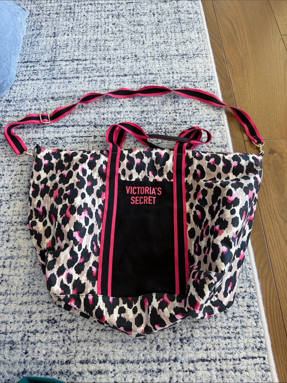 Victoria's Secret Pink and Black Leopard Canvas Tote